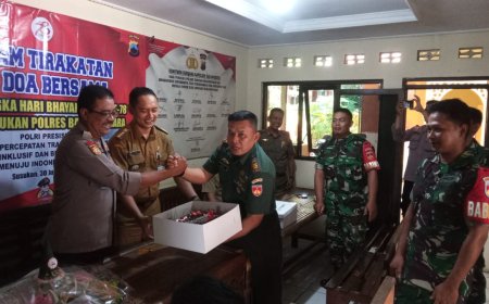 Danramil 09/Susukan Kapten Inf Asep Zaenal Beserta Anggota Dan Forkompincam Berikan Ucapan Ulang Tahun Bhayangkara Ke 78 Polisi presisi menuju indonesia emas.