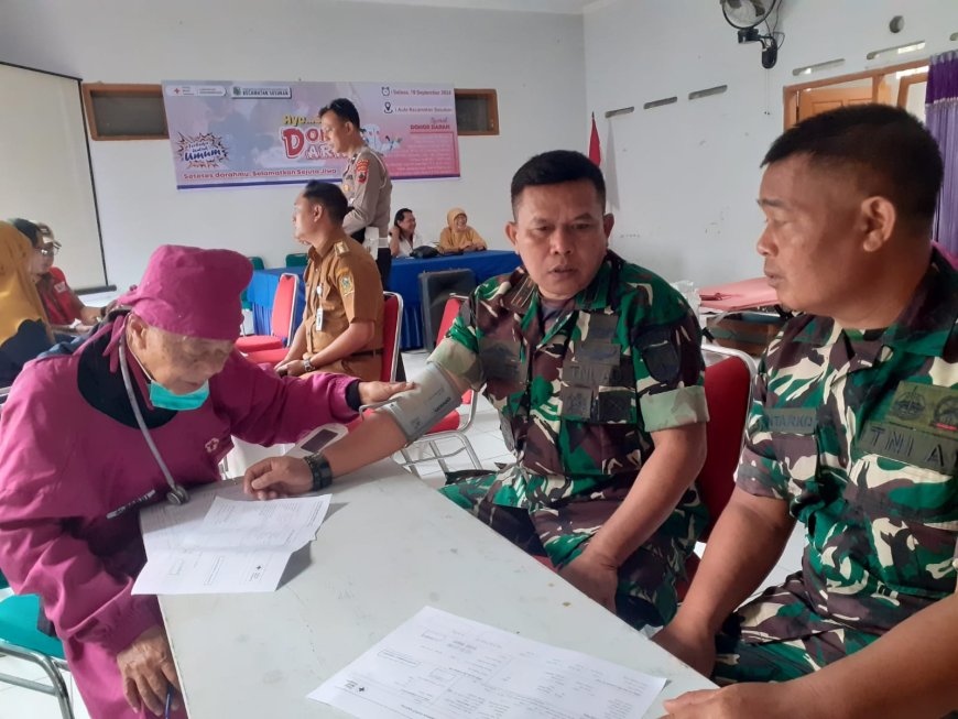 Danramil 09 Susukan Bersama Anggota nya Hadiri Kegiatan Bakti Sosial Donor Darah