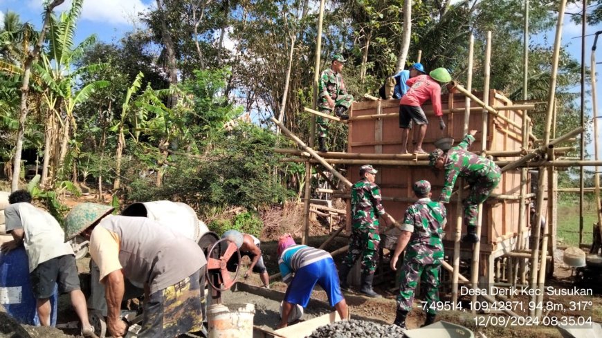 Danramil 09/Susukan Bersama Anggota Dampingi Pembuatan Rumah Pompa Dan Bak Penampungan Air 