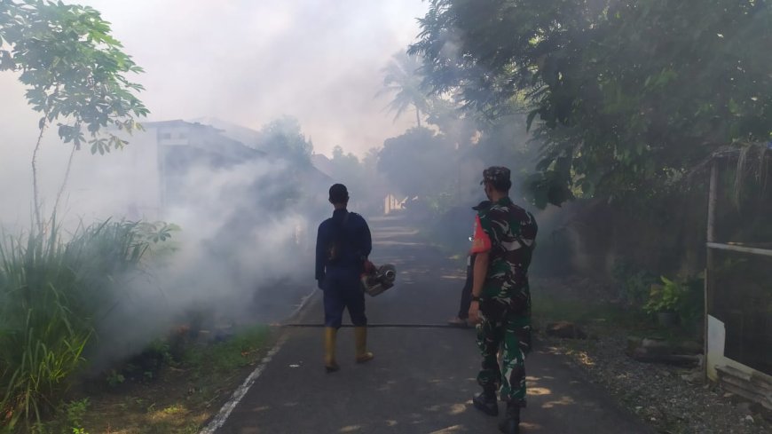 Babinsa Dampingi Kegiatan Fogging Di Desa Binaan